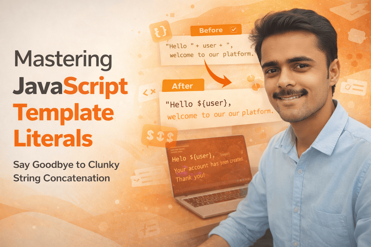 Template literal in JS.